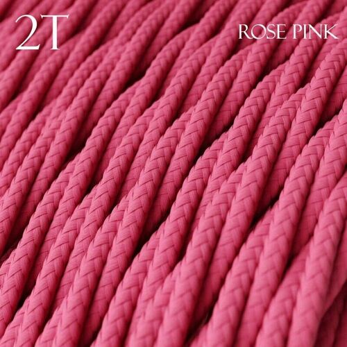 2 Core Braided Fabric Twisted and Round Cable Lighting Flex~2340 - Pink Twisted