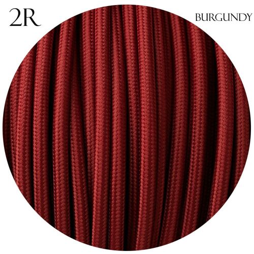 2 Core Braided Fabric Twisted and Round Cable Lighting Flex~2340 - Burgrundy Round