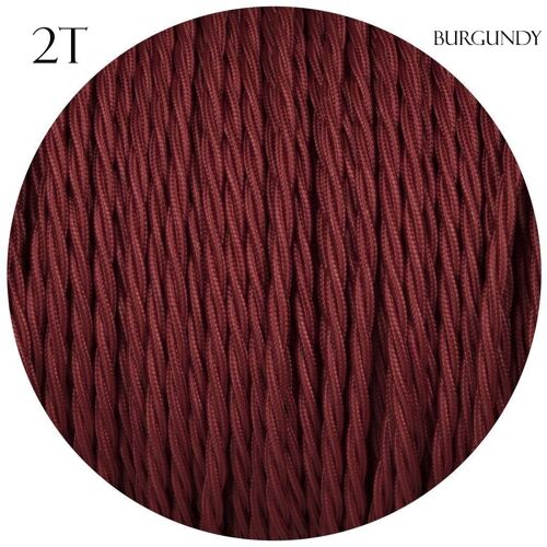 2 Core Braided Fabric Twisted and Round Cable Lighting Flex~2340 - Burgrundy Twisted