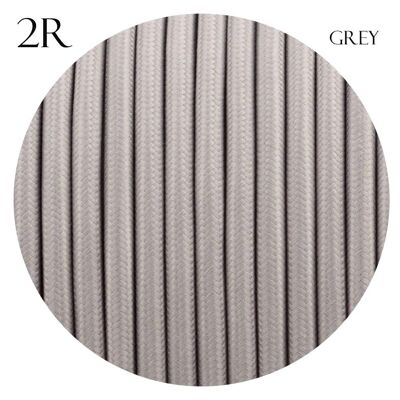 2 Core Braided Fabric Twisted and Round Cable Lighting Flex~2340 - Gray Round