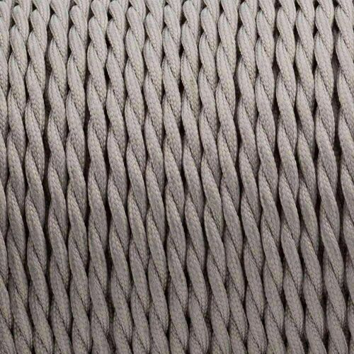 2 Core Braided Fabric Twisted and Round Cable Lighting Flex~2340 - Gray Twisted