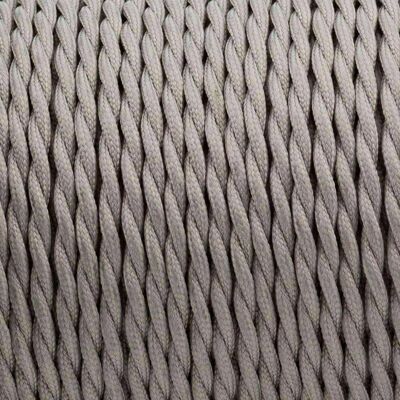 2 Core Braided Fabric Twisted and Round Cable Lighting Flex~2340 - Gray Twisted