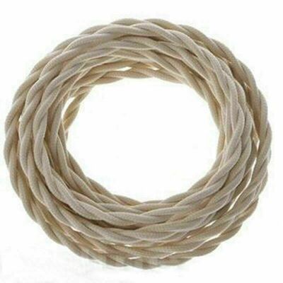 2 Core Braided Fabric Twisted and Round Cable Lighting Flex~2340 - Cream Twisted