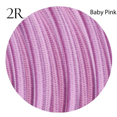 Cable de iluminación trenzado y redondo de tela trenzada de 2 núcleos Flex ~ 2340 - Rosa bebé redondo