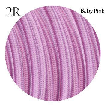 Câble d'éclairage torsadé et rond en tissu tressé à 2 conducteurs Flex ~ 2340 - Rose bébé rond 1