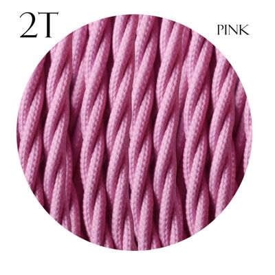 2 Core Braided Fabric Twisted and Round Cable Lighting Flex~2340 - Baby Pink Twisted