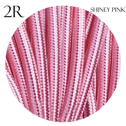2 Core Braided Fabric Twisted and Round Cable Lighting Flex~2340 - Shiny Pink Round