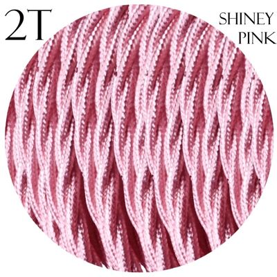 2 Core Braided Fabric Twisted and Round Cable Lighting Flex~2340 - Shiny Pink Twisted
