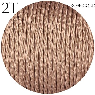 2 Core Braided Fabric Twisted and Round Cable Lighting Flex~2340 - Rose Gold Twisted