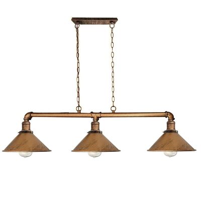 Industrielle Retro Metalllampe Hängeschirm Rohrleuchten Pendelleuchte ~ 1124 - Gebürstetes Kupfer