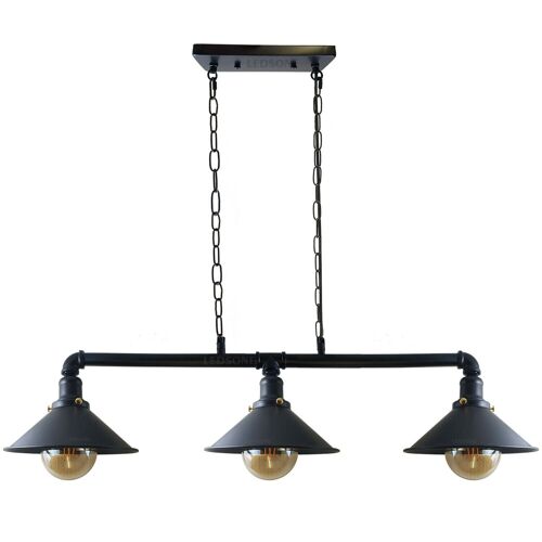 Kaufen Sie Industrielle Retro-Lampe aus Metall, abgehängter Schirm,  Rohrleuchten, Pendelleuchte ~ 1124 - schwarz zu Großhandelspreisen | Pendelleuchten