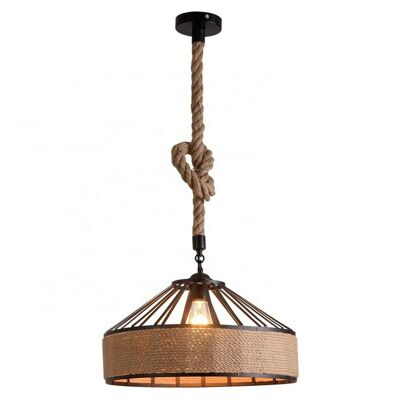 Retro Industrial Vintage Loft Cuerda de cáñamo Lámpara de techo colgante ~ 1132 - sí - Forma 1
