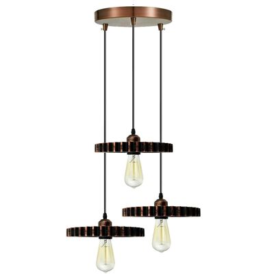 Retro Industrial Vintage Wood Pendant Light Shade Chandelier Lámpara de techo Pantalla ~ 1135 - Rojo rústico - No