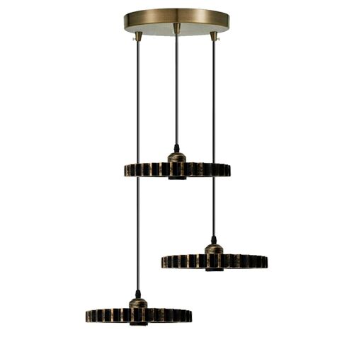 Retro Industrial Vintage Wood Pendant Light Shade Chandelier Ceiling Lamp Shade~1135 - Brushed Copper - No