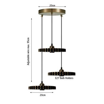 Abat-jour de suspension en bois rétro industriel vintage lustre plafonnier ~ 1135 - cuivre brossé - oui 3