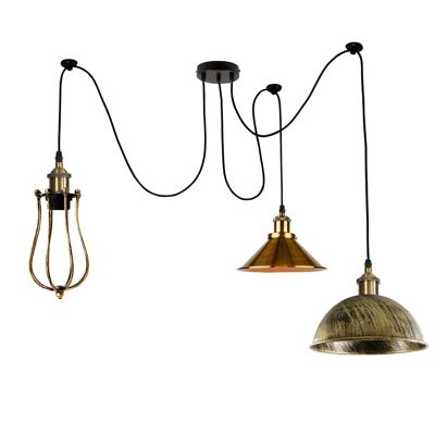 2m Pendant Light Cage Retro Industrial Ceiling Light Spider Lamp~1166 - 3 Outlet Type 2 - With Out Bulbs