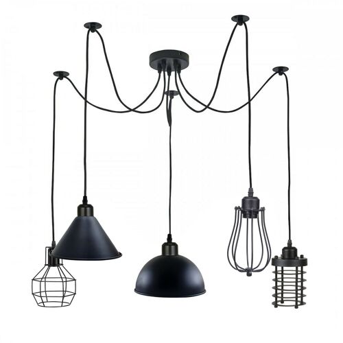 2m Pendant Light Cage Retro Industrial Ceiling Light Spider Lamp~1166 - 5 Outlet Type 2 - With Out Bulbs