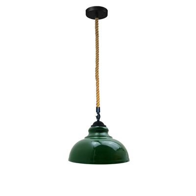 Lampada a sospensione a soffitto in metallo in stile vintage retrò ~ 1168 - Verde - Sì