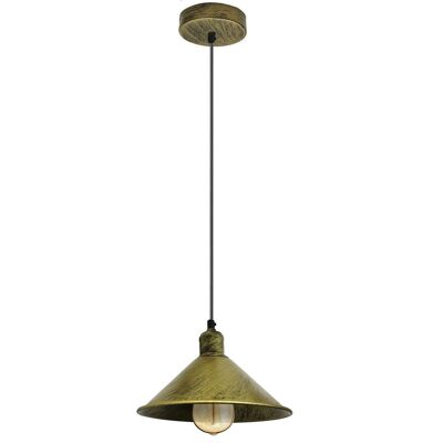 Industrieller Retro-Vintage-rustikaler Lampenschirm zum Aufhängen an der Decke, gebürsteter Lampenschirm ~ 1170 – gebürstetes Messing – ja
