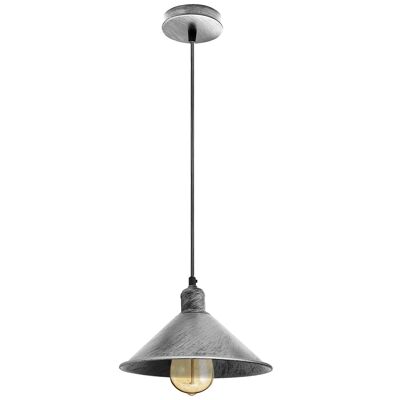 Industrial Retro Vintage Rustic Hanging Ceiling Brushed Lampshade~1170 - Brushed Silver - Yes