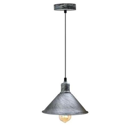 Industrial Retro Vintage Rustic Hanging Ceiling Brushed Lampshade~1170 - Brushed Silver - No