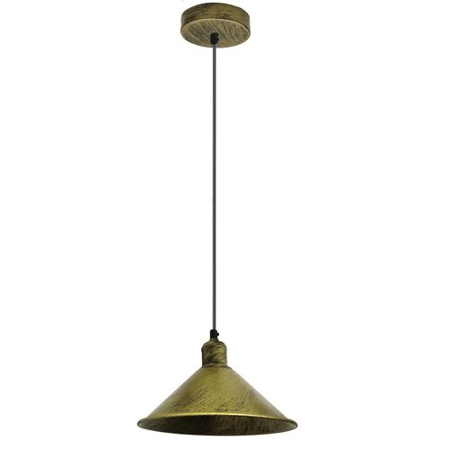 Industrial Retro Vintage Rustic Hanging Ceiling Brushed Lampshade~1170 - Brushed Brass - No