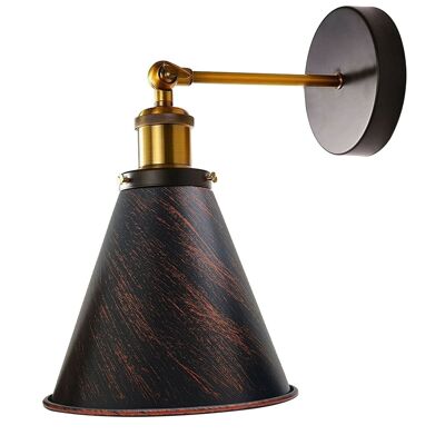 Vintage Industrial Wall Light Fitting Metal Cone Shape Shade Indoor Lighting For Kitchen, Living Room, Playroom, Shop, Dining Room, Foyer~1173 - Rustic Red - With Bulb