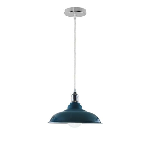 New Vintage Pendant Ceiling Shade Industrial Chandelier Flush mount Lighting UK~1176 - Blue - With Bulb