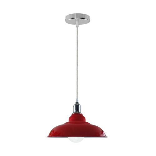 New Vintage Pendant Ceiling Shade Industrial Chandelier Flush mount Lighting UK~1176 - Red - With Bulb