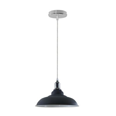 Lampadario industriale a sospensione con paralume a soffitto nuovo vintage Illuminazione da incasso UK ~ 1176 - Grigio - Senza lampadina