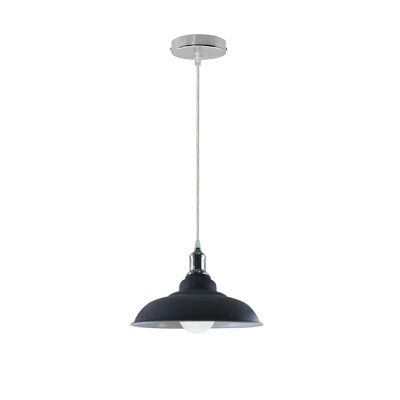 Lampadario industriale a sospensione con paralume a soffitto nuovo vintage Illuminazione da incasso UK ~ 1176 - Grigio - Con lampadina