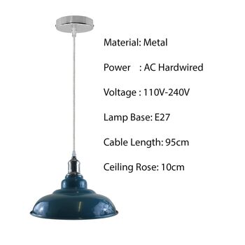Nouveau lustre industriel suspendu vintage au plafond, éclairage encastré UK ~ 1176 - Orange - Avec ampoule 3