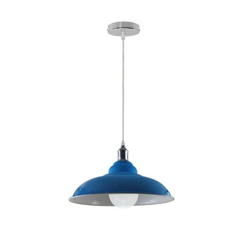 New Vintage Pendant Ceiling Shade Industrial Chandelier Flush mount Lighting UK~1176 - Light Blue - With Bulb