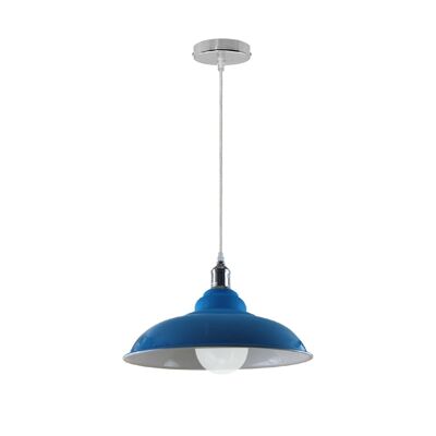 New Vintage Pendant Ceiling Shade Industrial Chandelier Flush Mount Lighting UK~1176 - Azul claro - Con bombilla