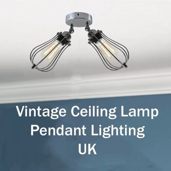 Abat-jour moderne vintage industriel rétro Loft Plafonnier Suspension UK ~ 1177 - Avec ampoule 7