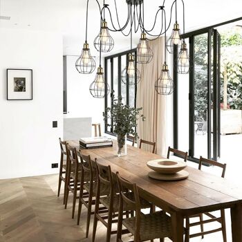 Vintage Industrial 8 Black Way Vintage Pendant Plafond Suspension Lustre Métal Vase Forme Abat-Jour Intérieur Suspendu Luminaire ~ 1179 - Avec Ampoule 5