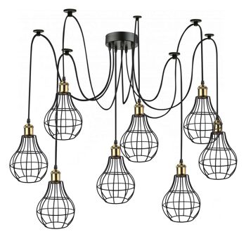 Vintage Industriel 8 Black Way Vintage Pendentif Plafonnier Lustre En Métal Vase Forme Abat-Jour Intérieur Suspendu Luminaire ~ 1179 - Sans Ampoule 1