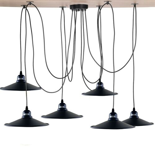 Modern Industrial Black Retro Loft Spider 6 Way Ceiling Metal Lampshade Pendant Light  Hanging Adjustable Indoor Light Fitting~1181 - Without Bulb