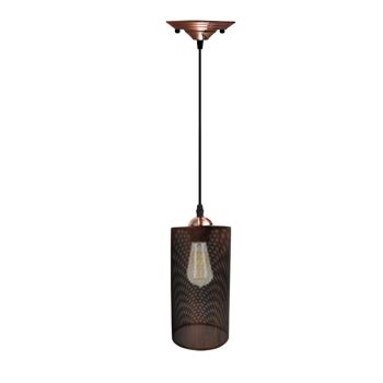 Rosace de plafond suspendue à montage encastré, abat-jour, kit d'éclairage pour montage d'éclairage ~ 1185 - rouge rustique - avec ampoule 1