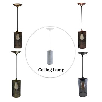 Rosace de plafond suspendue à montage encastré, abat-jour, kit d'éclairage pour montage d'éclairage ~ 1185 - rouge rustique - avec ampoule 3