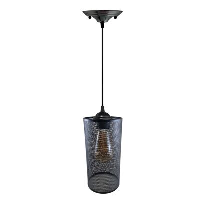 Deckenrosette zum Aufhängen, Unterputz-Anhänger, Lampenschirm, Beleuchtungsset ~ 1185 – schwarz – mit Glühbirne