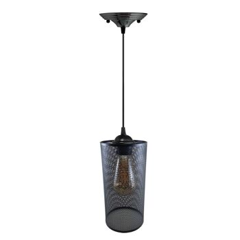 Rosace de plafond suspendue à montage encastré, abat-jour, kit d'éclairage ~ 1185 - Noir - Avec ampoule 1
