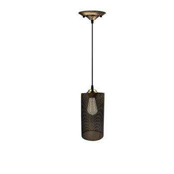 Rosace de plafond suspendue à montage encastré, abat-jour, kit d'éclairage ~ 1185 - Cuivre brossé - Avec ampoule 1