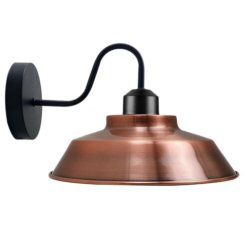 Retro Industrial Wall Lights Fittings E27 Indoor Sconce Metal Bowl Shape Shade For Basement, Bedroom, Home Office~1186 - Copper - Without Bulb