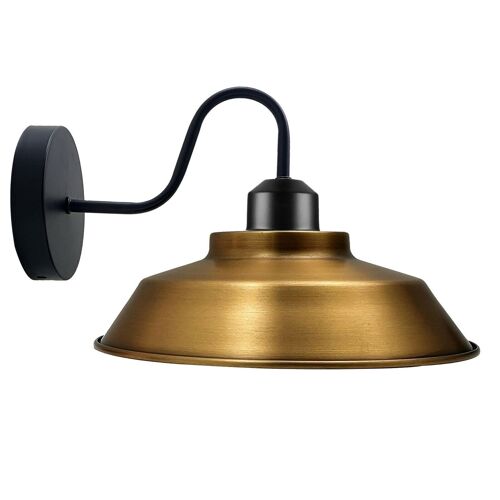 Retro Industrial Wall Lights Fittings E27 Indoor Sconce Metal Bowl Shape Shade For Basement, Bedroom, Home Office~1186 - Yellow Brass - Without Bulb