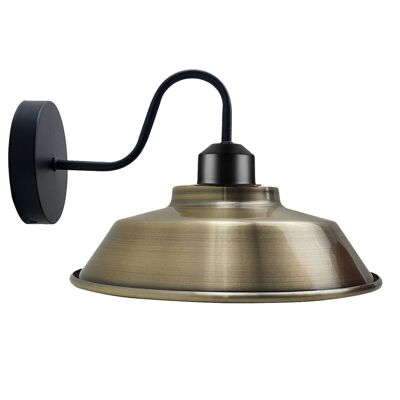 Retro Industrial Wall Lights Fittings E27 Indoor Sconce Metal Bowl Shape Shade For Basement, Bedroom, Home Office~1186 - Green Brass - Without Bulb