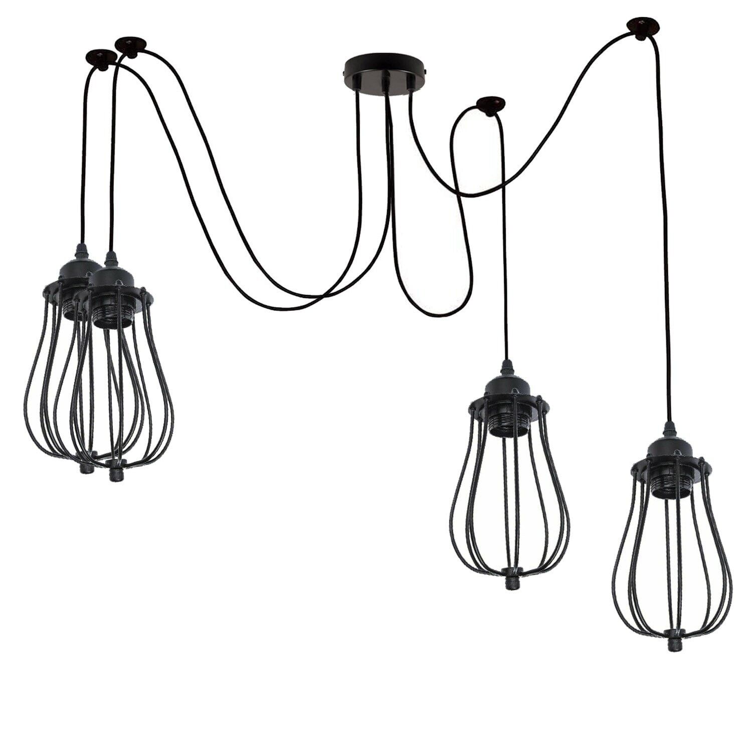 Buy wholesale Black 2m Pendant Light Cage Retro Industrial Ceiling Light Spider Lamp1187 Four