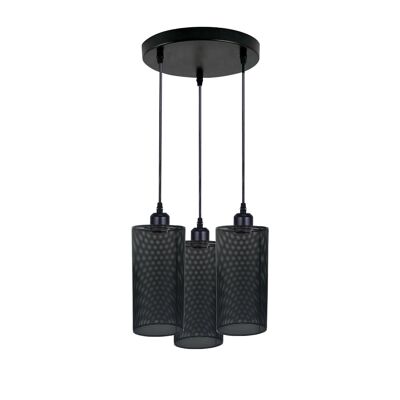 Ceiling Rose 3 Way Hanging Pendant Lamp Shade Light Fitting Lighting Kit UK~1188 - Black - Without Bulb