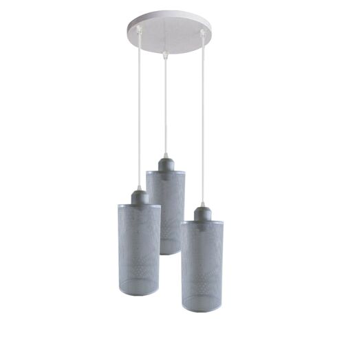 Ceiling Rose 3 Way Hanging Pendant Lamp Shade Light Fitting Lighting Kit UK~1188 - White - Without Bulb