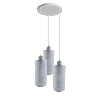 Rosace de plafond 3 voies suspension suspension abat-jour kit d'éclairage UK ~ 1188 - blanc - avec ampoule 1